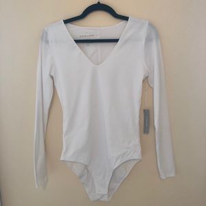 Everlane Long Sleeve v-neck Bodysuit White NWT